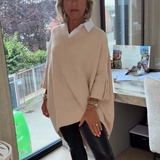 Women's Long-Sleeve Top with Shirt Collar