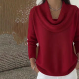 Eleganter, gemütlicher Damenpullover mit Wasserfallkragen