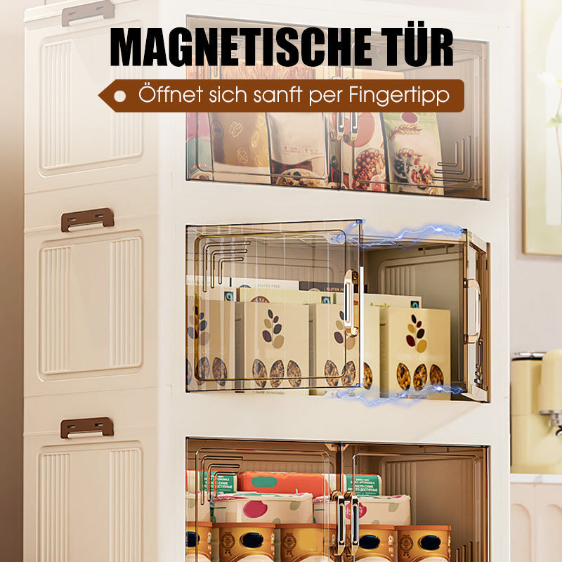 🏠Faltbare Aufbewahrungsbox mit Deckel,  Ebenen Halterungen mit Rädern für Küche Schlafzimmer Badezimmer Lager Küche Zuhause Aufbewahrung Stapelbarer Organizer