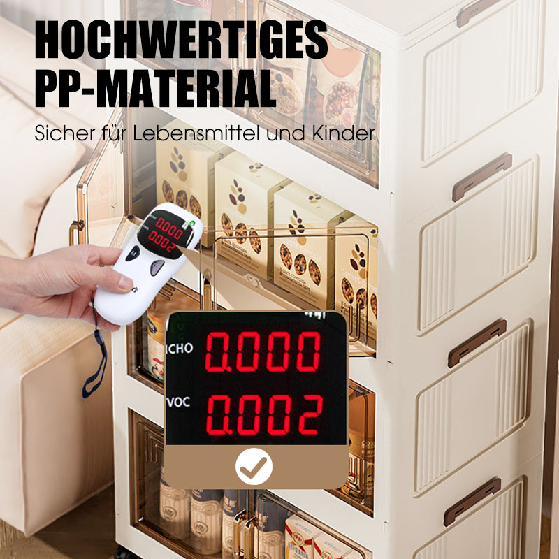 🏠Faltbare Aufbewahrungsbox mit Deckel,  Ebenen Halterungen mit Rädern für Küche Schlafzimmer Badezimmer Lager Küche Zuhause Aufbewahrung Stapelbarer Organizer
