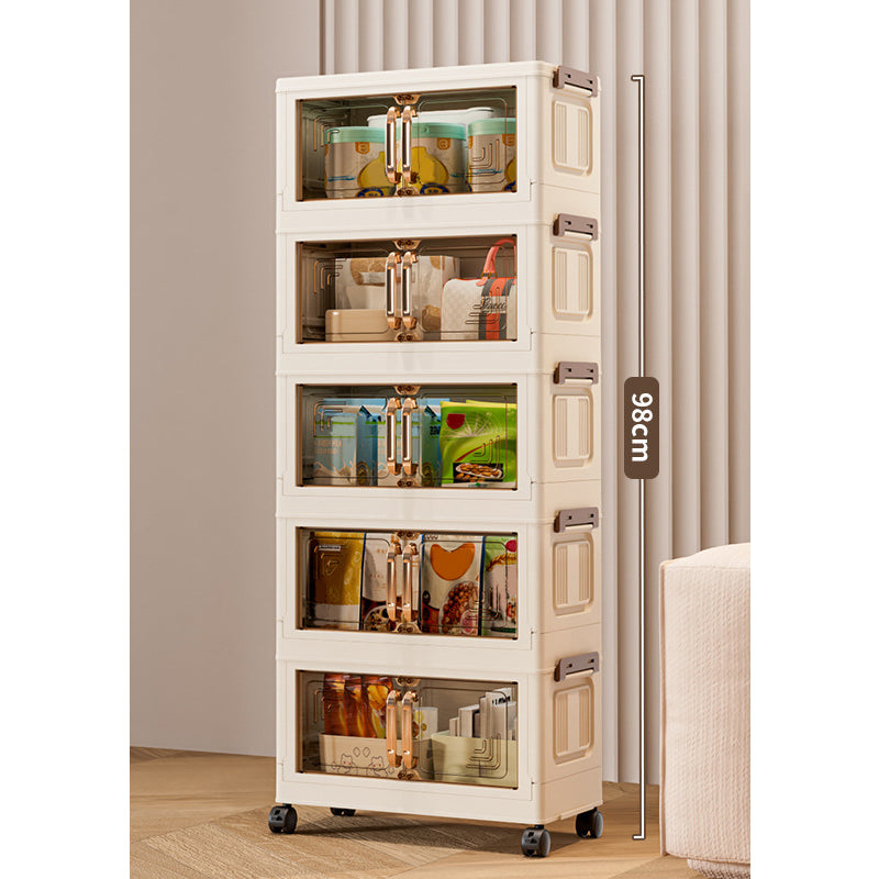🏠Faltbare Aufbewahrungsbox mit Deckel,  Ebenen Halterungen mit Rädern für Küche Schlafzimmer Badezimmer Lager Küche Zuhause Aufbewahrung Stapelbarer Organizer