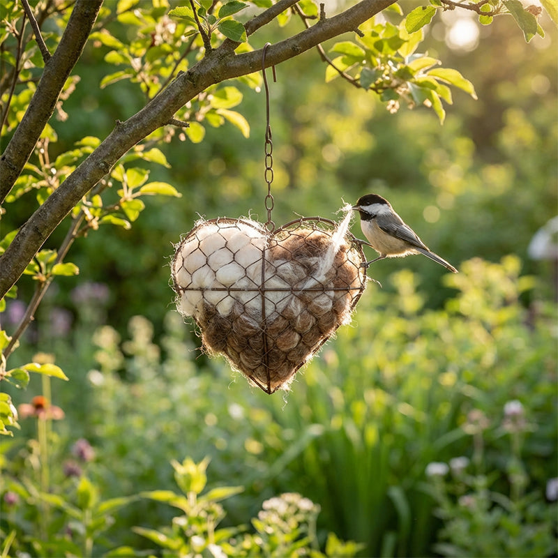 🕊️ Handgefertigtes Vogelnestherz aus Alpakafasern