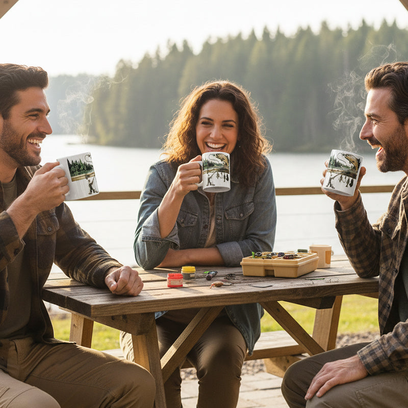 Keramikbecher mit Angelgrafik – Langlebig &amp; Spülmaschinenfest für Angelliebhaber! 🎣☕