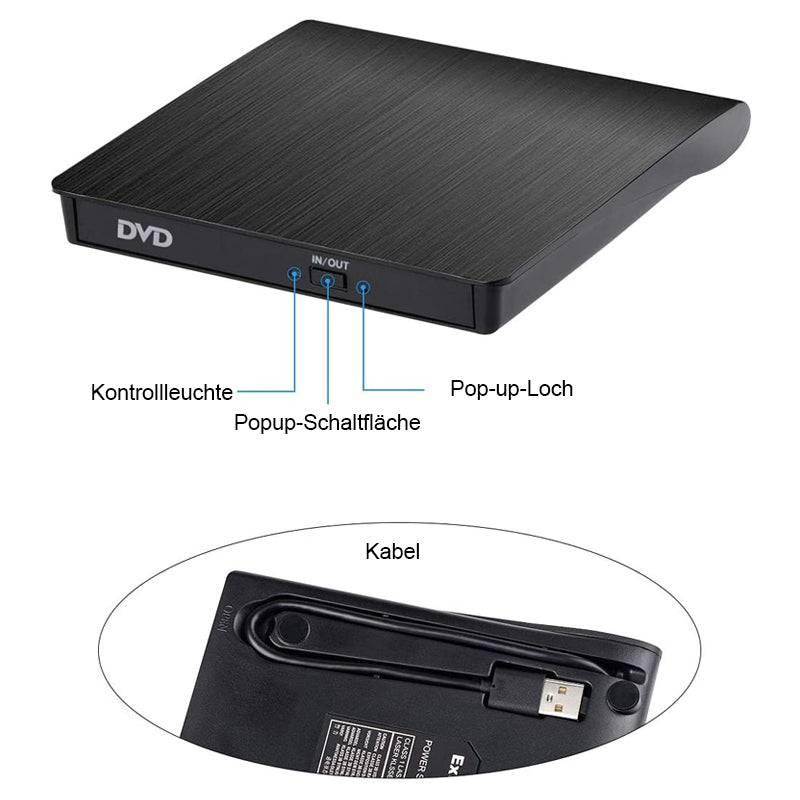 🎉 Neujahrsgeschenk – 50% RABATT!💿 USB-Externes CD/DVD-Laufwerk – Plug & Play für alte Fotos, Musik & Dateien (ohne Laufwerk am Laptop?) ✨