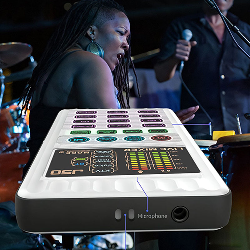 🎉 Neujahrsgeschenk – 50% RABATT!✨🎤 Tragbare Handheld-Live-Soundkarte (Stimmenverzerrer): Multifunktionale Effekte + Rauschunterdrückung – Streamen von überall!