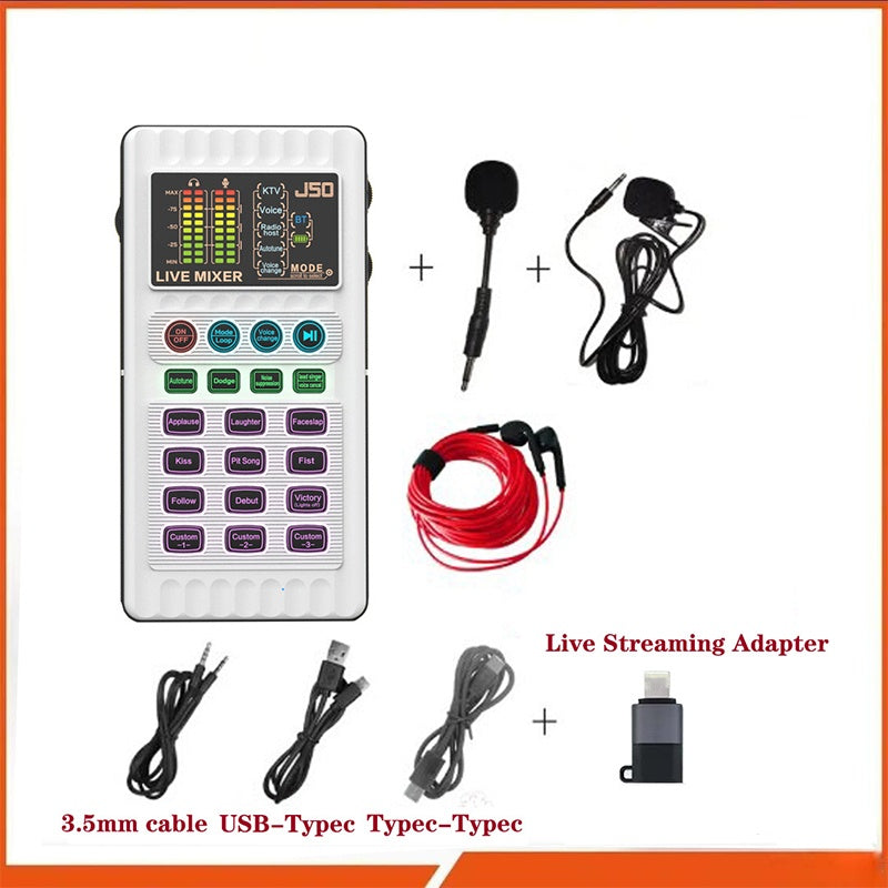 🎉 Neujahrsgeschenk – 50% RABATT!✨🎤 Tragbare Handheld-Live-Soundkarte (Stimmenverzerrer): Multifunktionale Effekte + Rauschunterdrückung – Streamen von überall!