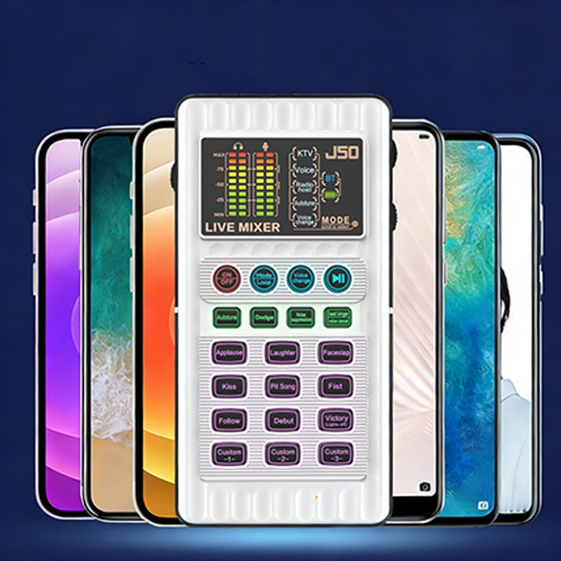 🎉 Neujahrsgeschenk – 50% RABATT!✨🎤 Tragbare Handheld-Live-Soundkarte (Stimmenverzerrer): Multifunktionale Effekte + Rauschunterdrückung – Streamen von überall!