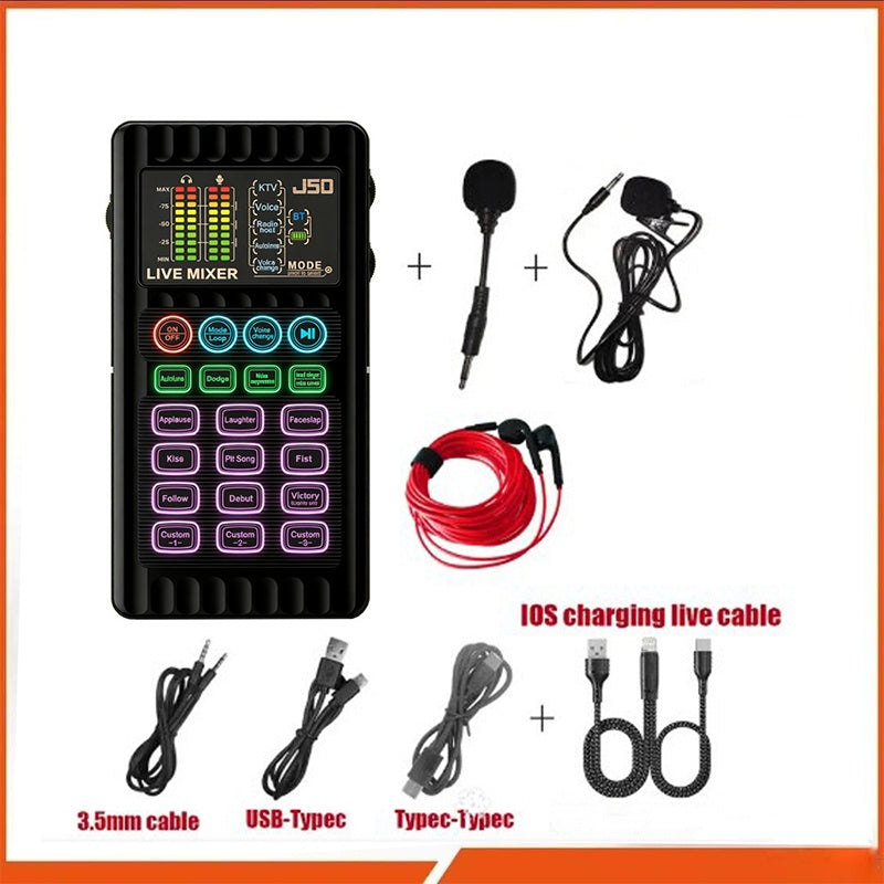 🎉 Neujahrsgeschenk – 50% RABATT!✨🎤 Tragbare Handheld-Live-Soundkarte (Stimmenverzerrer): Multifunktionale Effekte + Rauschunterdrückung – Streamen von überall!